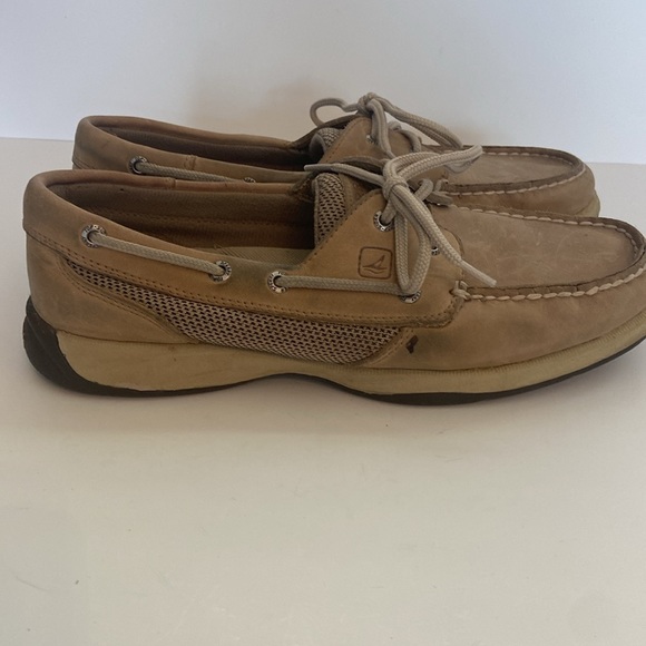 SPERRY TOP SIDER WOMEN'S 9774829 INTREPID BEIGE LEATHER BOAT SHOES SZ 8M - Picture 3 of 6